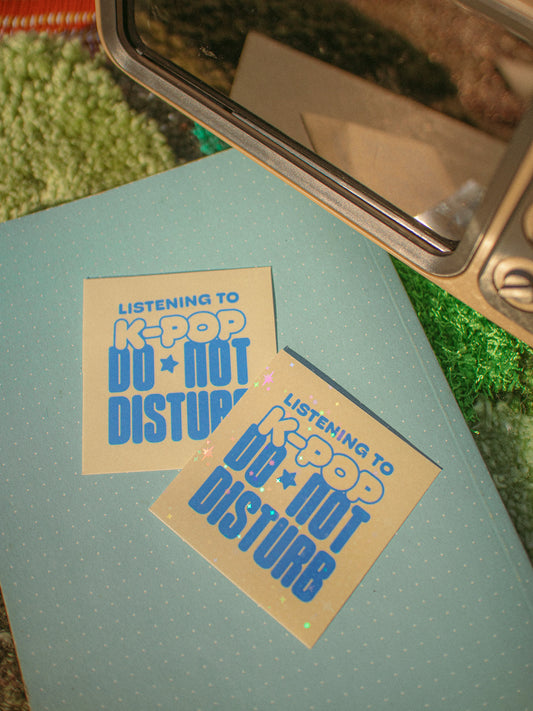 I'm Listening to K-Pop Do Not Disturb Yellow Die-Cut Sticker