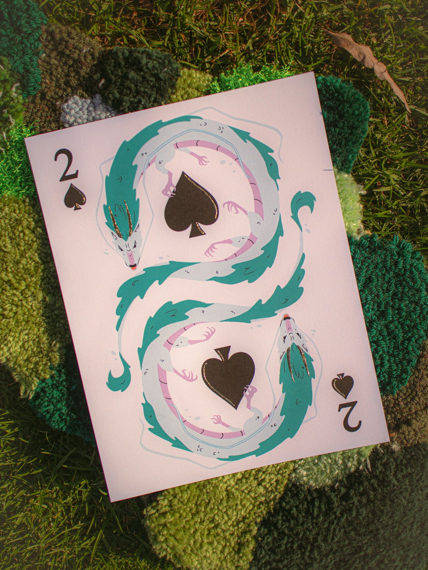 Haku 2 of Spades Print with Hand-Gilded Gold Accents