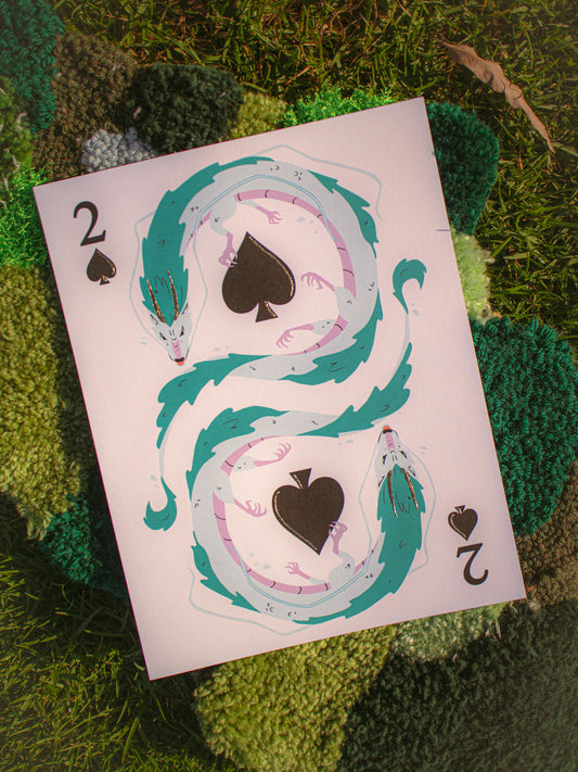 Haku 2 of Spades Print with Hand-Gilded Gold Accents