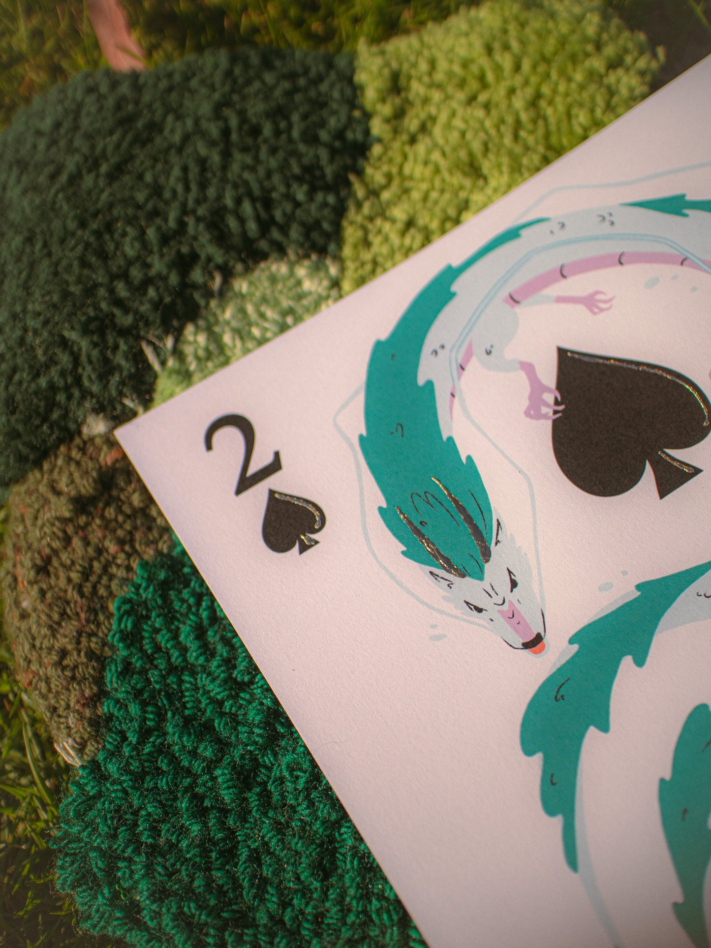 Haku 2 of Spades Print with Hand-Gilded Gold Accents