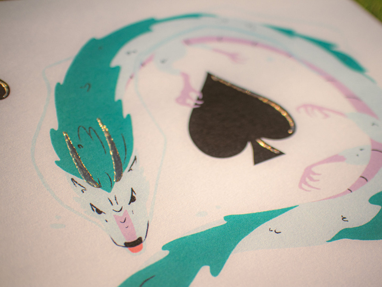 Haku 2 of Spades Print with Hand-Gilded Gold Accents